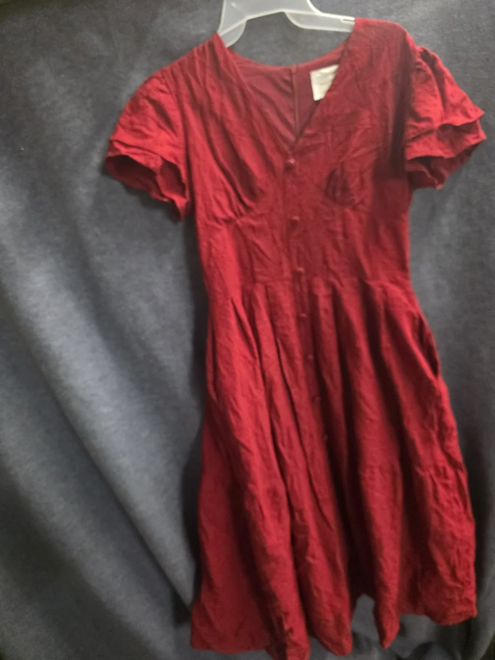 C. Wonder Red V-Neck Button-Front Midi Dress - Picture 2 of 7